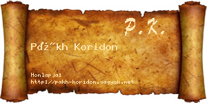 Pákh Koridon névjegykártya